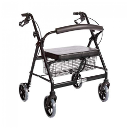 Andador Adulto Idoso HEALTHLINE com Assento e Cesto, Suporta até 200 Quilos, Preto