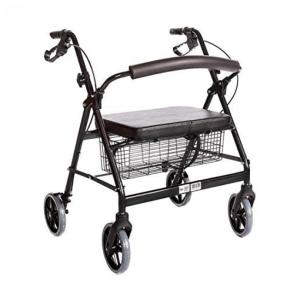Andador Adulto Idoso HEALTHLINE com Assento e Cesto, Suporta até 200 Quilos, Preto