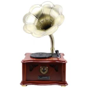 Gramofone Toca Discos Retro com Alto Falante e Subwoofer, 110V, Dyhjp, Marrom