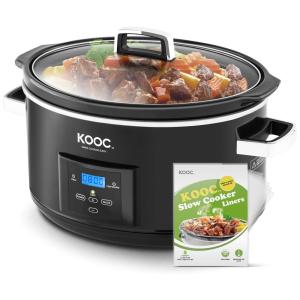 KOOC Panela Elétrica de 6 L Programável com Temporizador Digital, 110V, Vermelha