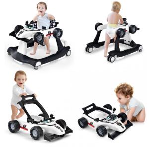 Andador de Bebê HONEY JOY 4-em-1, Com 3 Alturas Ajustáveis, Rodas Suaves, Velocidade Ajustável, Assento Acolchoado, Música e Luz