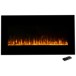 Lareira Elétrica de Embutir A45x91L, com Controle Remoto Calor e Brilho Ajustáveis em Luz de LED, 110v, NORTHWEST 80 2000A 36, Preto