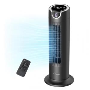 Ventilador de Torre com Controle Remoto, Silencioso, 8 Velocidades e Temporizador, 110V 26W, DR.PREPARE, Preto