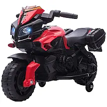 Moto Elétrica Infantil Aosom a Bateria 6V com Sons e Luzes, Idade Rec 2 a 4 Anos, Vermelha