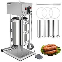 Máquina de Fazer Linguiça Elétrica ROVSUN 25L, Aço Inoxidável de Alta Qualidade, Velocidade Ajustável, 5 Tubos de Enchimento