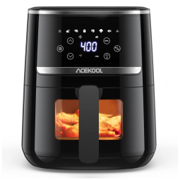 Fritadeira Elétrica AirFryer 5L com Painel Digital e 8 Predefinições, 110V 1500W, Acekool, Preta