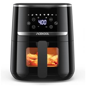 Fritadeira Elétrica AirFryer 5L com Painel Digital e 8 Predefinições, 110V 1500W, Acekool, Preta