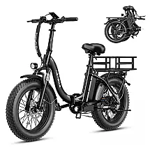 Bicicleta Elétrica Dobrável para Adultos 7 Velocidades até 64km com Amortecedor Duplo, 48V 500W, Heybike, Preta