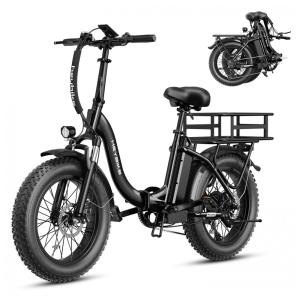 Bicicleta Elétrica Dobrável para Adultos 7 Velocidades até 64km com Amortecedor Duplo, 48V 500W, Heybike, Preta