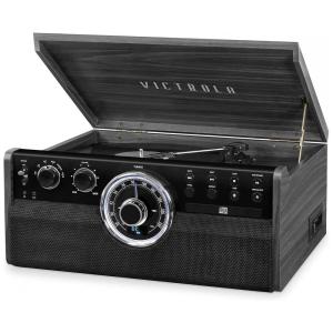 Vitrola Toca Discos 3 Velocidades Multifuncional Bluetooth, Rádio, FM, USB, 110v, VICTROLA VTA 270B GRY, Preto