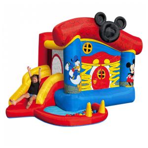 Pula Pula Inflável com Escorregador e Piscina de Bolinhas para Crianças, Funormous Disney Mickey Mouse, Colorido