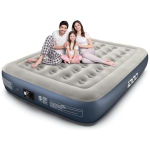 Colchão Inflável Casal Queen com Bomba Embutida, Para até 300KG, iDOO, Cinza