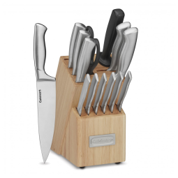 Conjunto de Facas com Bloco de Madeira Natural, 15 Peças, Cuisinart, Bege