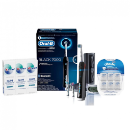 Oral B Electric Toothbrush with Crest Gum Detoxify Toothpaste Triple Pack and Glide Floss 6 Pack Bundle