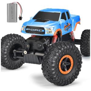Monster Truck 2 Carrinho com Controle Remoto 2 Baterias 4V Recomendado para 6 Anos, DOUBLE E, Amarelo