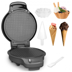 Baker's Friend Máquina para Casquinha de Sorvete com Controle de Douramento, 19 cm, Antiaderente e Acessórios Inclusos