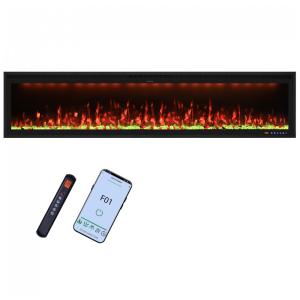 Lareira Elétrica Valuxhome Visão com Tela de 223,52 cm, Aplicativo, Montagem na Parede e Embutida, Aquecedor Elétrico Moderno para Sala de