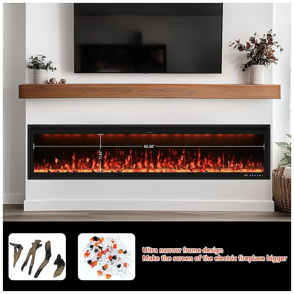 Lareira Elétrica Valuxhome Visão com Tela de 223,52 cm, Aplicativo, Montagem na Parede e Embutida, Aquecedor Elétrico Moderno para Sala de — foto 2