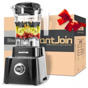 Liquidificador Profissional 2L de Capacidade 5 Modos, Aço Inoxidável, 1800W, 110v, WANTJOIN, Preto