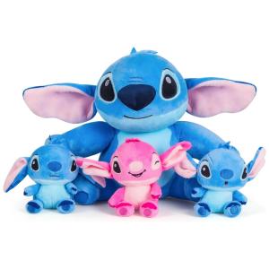Kit 4 Pelúcias Mamãe e Três Bebês com Tema Stitch para Crianças e Adultos, Tigiemap