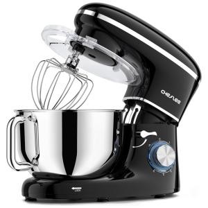 Batedeira CHeflee, 600W 6 Velocidades com Tigela de 6,5 litros em Aço Inox, Gancho para Massas e Batedor de Claras - Ideal para Cozinheiros