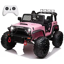 Carro Elétrico Infantil a Bateria 24V com 2 Assentos, 3 Velocidades, Luzes LED e Controle Remoto, LUXMARS, Rosa
