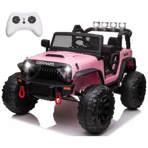 Carro Elétrico Infantil a Bateria 24V com 2 Assentos, 3 Velocidades, Luzes LED e Controle Remoto, LUXMARS, Rosa