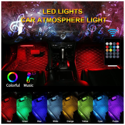 Luz LED Automotiva Decorativa Interna Externa Sensor de Música Controle Remoto USB e 12V