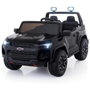 Carro Elétrico Infantil Chevrolet Licenciado Joywhale 24V 4WD, 2 Lugares, 320W, Controle Remoto, Suspensão, Música, Luzes LED, Preto