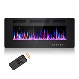 Lareira Elétrica Joy Pebble de 107 cm, Embutida ou de Parede, com Aquecedor 750/1500W, LED Touch, Controle Remoto, Timer, Chamas Ajustáveis