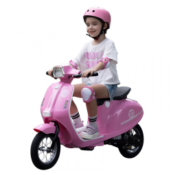 Moto Elétrica Infantil Okay Run Rosa 24V 2 Rodas LED Música 3 Velocidades Buzina 8 a 14 Anos
