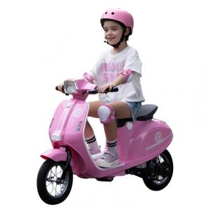 Moto Elétrica Infantil Okay Run Rosa 24V 2 Rodas LED Música 3 Velocidades Buzina 8 a 14 Anos