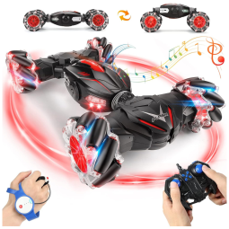 Carrinho de Controle Remoto e Sensor de Gestos 4WD Escala 1:10 com Velocidade até 25 km, h e Giratório de Dupla Face, NQD, Preto e Vermelho