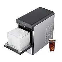 Máquina de Gelo que Produz 16 kg em 24H com Limpeza Automática, Inclui Colher e Cesta de Gelo, 110V 170W, VEVOR, Preta e Prata