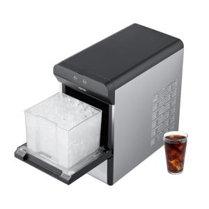 Máquina de Gelo que Produz 16 kg em 24H com Limpeza Automática, Inclui Colher e Cesta de Gelo, 110V 170W, VEVOR, Preta e Prata
