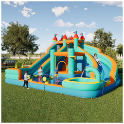 Parque Aquático Inflável Albott com Tobogã Duplo e Piscina Grande para Crianças - Diversão Infinita em Ambientes Internos e Externos