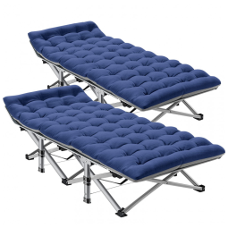 Cama Dobrável Portátil para Acampamento com Acolchoado, 2 Unidades, Suporta 408 kg, ABORON, Azul Marinho