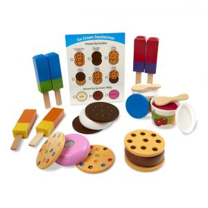 Kit de Sorvete Infantil de Madeira com 24 Peças para Crianças Acima de 3 Anos, Melissa & Doug