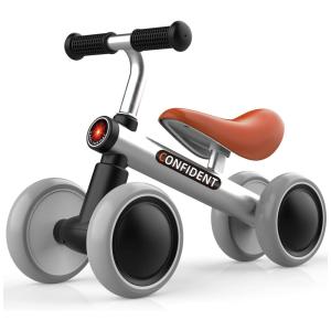 Bicicleta sem Pedal Infantil com 4 Rodas para Crianças de 1 a 4 Anos, ANCAIXIN, Cinza