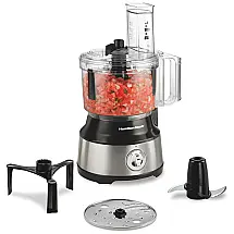 Processador de Alimentos, capacidade de 2,3L, com bocal e rampa e alimentação grande, 450W, prata, 110v, HAMILTON BEACH 70730, Prateado