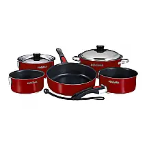 Conjunto de Panelas e Frigideiras de Aço oxidável, 10 Peças, MAGMA A10 366 MR 2 IN, Vermelho