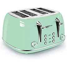 Keenstone Torradeira Elétrica 4 Fatias, 6 Níveis de Tostagem, Aço Inoxidável, 110V, 1650W, Verde