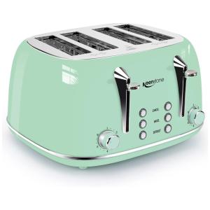 Keenstone Torradeira Elétrica 4 Fatias, 6 Níveis de Tostagem, Aço Inoxidável, 110V, 1650W, Verde