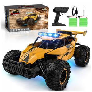 Caminhão Monstro RC Off-Road 1:12, Azul, Controle Remoto, Farol LED, Bateria Recarregável - Presente para Adultos e Crianças,BLUEJAY
