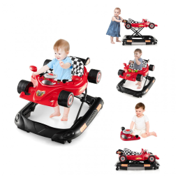 Andador 4 em 1 para Bebê BABY JOY, Dobrável com Altura Ajustável, Música e Luzes, Anti-Tombamento, Andador Empurra com Rodas para Crianças.