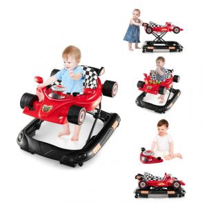 Andador 4 em 1 para Bebê BABY JOY, Dobrável com Altura Ajustável, Música e Luzes, Anti-Tombamento, Andador Empurra com Rodas para Crianças.