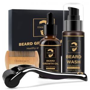 Kit para Barba Profissional Portátil com Cera e Pente, 4 Itens, YOOBEAUL, Preto