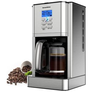 Cafeteira Elétrica Programável Bonsenkitchen Reservatório 1.8L com Tela LCD, 110V, Prata