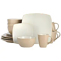 Aparelho de Jantar com 16 Peças em Cerâmica, Serve 4 Pessoas, Gibson Elite Soho, Creme