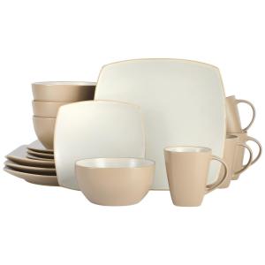 Aparelho de Jantar com 16 Peças em Cerâmica, Serve 4 Pessoas, Gibson Elite Soho, Creme